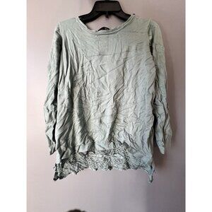 Cyrus Women’s Plus Size 2X Sage Green Lace Hem Tunic Top Long Sleeve Boho Style